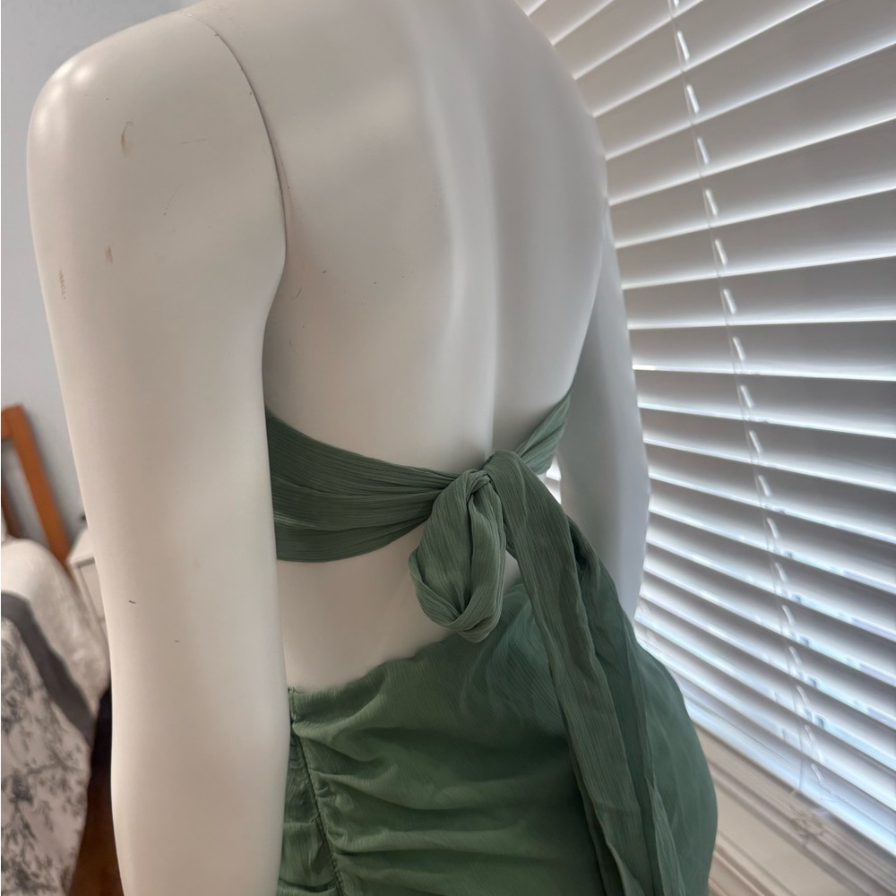 Missguided Sage Green Backless Maxi Dress - Picture 2 of 3